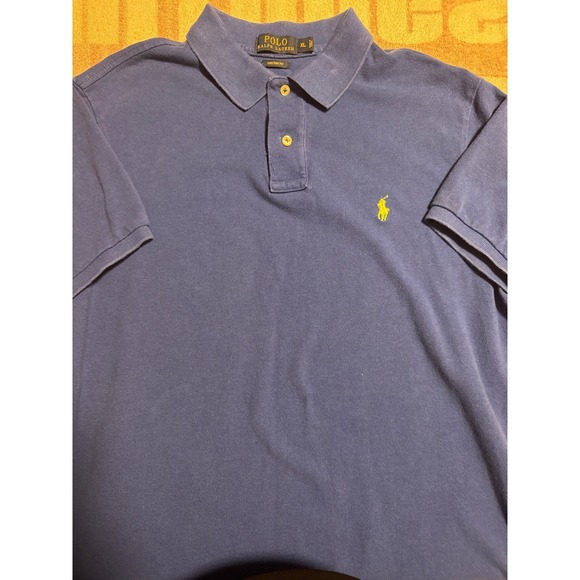 Polo Ralph Lauren Other - Polo Ralph Lauren Men Blue Custom Fit Polo Shirt Yellow Pony Logo XL